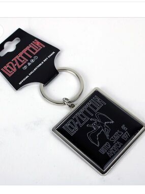 Led Zeppelin Black Square Metal Keychain – Official Band Accessory